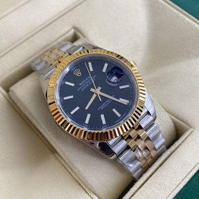 Rolex Datejust replica with blue dial 41mm Sw200 Movement 904L Steel 18K Watch